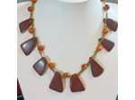 Collier Solange marron-orange en ivoire végétal