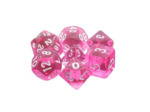 Lot de 7 Dés en boîte – Gemmes Magenta