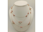 Collier triple en perles Murano et perles rose 3D