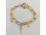 Bracelet grosse chaîne doré clé/cadenas