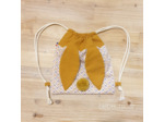 Sac à dos Pochon pour enfant, modèle Lapinou, Moutarde et rose