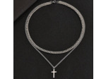 Double chaîne pendentif croix