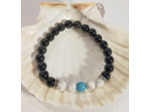 Agate noire, howlite, turquoise