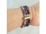 Bracelet triple agate/améthyste/jaspe lilas