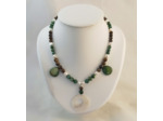 Collier nacre blanc/marron/vert