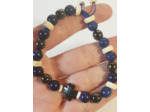 Perles hématite, lapis lazuli, bois naturel, ajustable