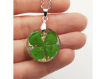 Pendentif résine trèfle à 4 feuilles/argenté #2