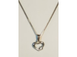 Pendentif cœur creux avec pierre argenté