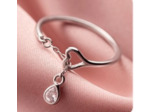 Bague en argent  chaîne/cœur/goute