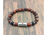 Bracelet "Love / Life" Jaspe rouge/Obsidienne