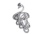 Bague paon en argent réglable