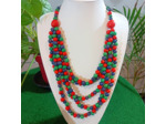 Collier Esméralda bleu-rouge-vert en ivoire végétal