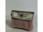 Farfouillette Petit Porte-Monnaie En Daim Rose / Doré