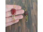 Boucles d'oreille Jaspe rouge/chaîne doré
