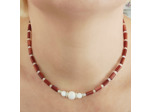 Tour de cou nacre rouge/blanc