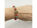Bracelet jade rouge/jaspe impérial, perle tibétaine