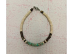 Bracelet homme pierres naturelle heishi bleu cyan marbré/œil de tigre/greige