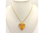 Pendentif résine cœur fleur jaune/doré #16