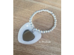 Bracelet aux grosses perles et médaille coeur en argent 925ème