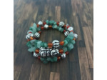 Bracelet mémoire de forme 3 rangs vert/orange/argenté