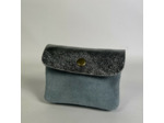Farfouillette Petit Porte-Monnaie En Daim Bleu Ciel / Argenté