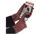 Isotoner Gants Femme Stretch et Cuir Rouge