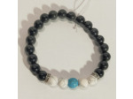 Agate noire, howlite, turquoise
