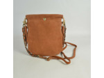 Mila Louise Mai V Sac Pochette Cuir Velours Tan