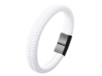 Bracelet tressé blanc en cuir véritable pour hommes