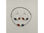 Parure bleu/blanc/rouge en pierres naturelles