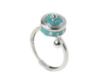 Bague roue de prière rotatif bleu