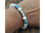 Bracelet œil porte-bonheur Pierre de lune/Turquoise