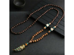 Collier Mala 108 perles bois Népal corne