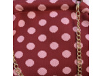 Pochette en toile rouge avec petit pois rose