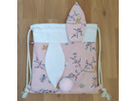 Sac à dos Pochon pour enfant, modèle rose et blanc, petite souris