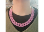 Collier gros maillon rose/argenté