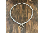 Collier homme en perles naturelles et acier inox triangles