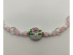 Collier rose/blanc perles Murano et naturelles
