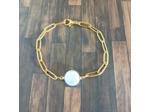 Bracelet nacre rond et acier inoxydable doré