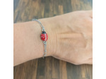 Bracelet carte "Bonne chance" coccinelle et acier inox