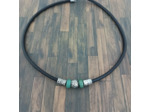 Collier cuir homme aventurine verte