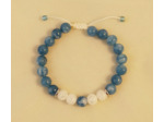 Bracelet ajustable calcédoine bleu / cristal de roche craquelé