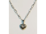 Pendentif cœur plein convexe argenté