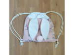 Sac à dos Pochon pour enfant, modèle rose et blanc, petite souris