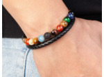 Bracelet en cuir avec pierres naturelles Chakra de l'univers