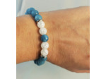 Bracelet ajustable calcédoine bleu / cristal de roche craquelé