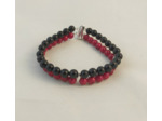 Bracelet double Jade rouge/Obsidienne
