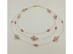 Collier triple en perles Murano et perles rose 3D