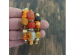 Bracelet multi-rangs orange/marron/doré
