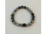 Bracelet en labradorite, tête de mort en howlite noire